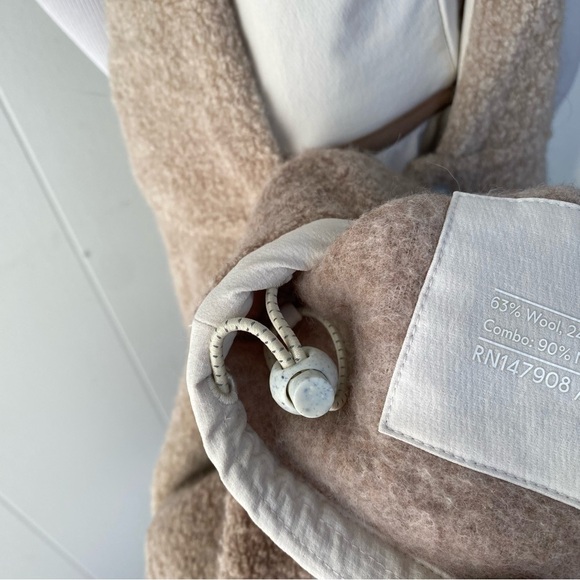 Women's Outdoor Voices MegaFleece Snap Up Hoodie Wool Blend Beige Sz S *stains - Picture 14 of 16